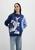 Bugs Bunny Baskılı Lacivert Sweatshirt 1S10471-89353