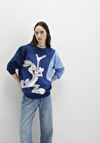 Bugs Bunny Baskılı Lacivert Sweatshirt 1S10471-89353