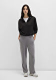 Fermuarlı Tencel TM Siyah Sweatshirt 1S10489-900