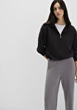 Fermuarlı Tencel TM Siyah Sweatshirt 1S10489-900
