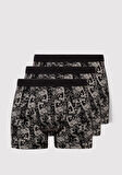 3lü Grafik Baskılı Siyah Boxer 0912233-900