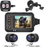 Motosiklet Video Sürüş Kaydedici, Kilit Video Monitörü 2 İnç Motor arka ön Kamera Video Kaydı