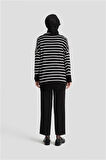 Armine Çizgili Triko Tunik 24Kd2007 Siyah