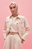 Armine Ham Denim Bluz-Ceket Takım 25Y6021 Naturel