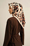 Armine Siyah Kestane Leopar Desen Saf İpek Tivil Dokuma Eşarp-E25YA9320D02-31-KVS0676