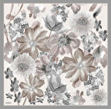 Armine Tivil İpek Eşarp 9318-83 Gri  Karışık Desen 