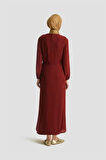 Armine İp Kemerli Elbise 25YT927 Bordo