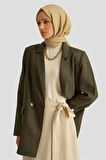 Armine Kruvaze Keten Ceket 25Y5917 Haki