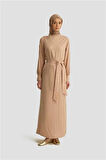 Armine Desenli Saten Elbise 25YT920 Vizon-Vizon