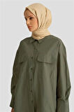 Armine İki Cepli Oversize Gömlek 25YH3443 Haki