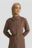 Armine Elbise 25YD4234 Kahverengi