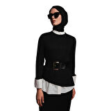 Asimetrik Kesim Çizgi Detaylı Etekli Takım 25YTD6119