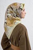 Armine Sura Saf İpek Eşarp 9403 - 38 Sarı Karışık Desen