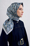 Armine Tivil Saf İpek Eşarp 9410 - 36 Mavi Karışık Desen