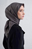 Armine Sura Saf İpek Eşarp 9440 - 60 Füme Puantiye Desen