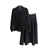 Kadın Bel Büzgü Detay Etekli Takım 25KT665