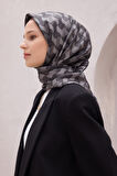 Geometrik Desen İpek Twill Eşarp 4211D01