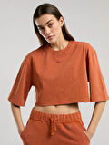 Everlast Bronx 1910 Oversize Turuncu Crop Kadın Tişört TW0014