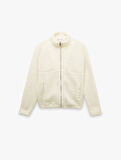 Fermuarlı Dik Yaka Cep Detaylı Oversize Peluş Sweatshirt