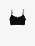 Slim Fit Kolsuz Kalp Yaka Crop İp Askılı Büstiyer