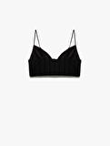 Slim Fit Kolsuz Kalp Yaka Crop İp Askılı Büstiyer