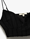 Slim Fit Kolsuz Kalp Yaka Crop İp Askılı Büstiyer