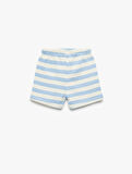Beli Lastikli Pamuklu Çizgili Triko Şort 