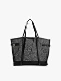 Saplı Metal Tokalı File Tote Çanta