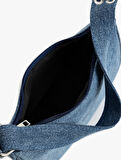 Metal Tokalı Fermuarlı Denim Omuz Çantası
