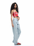 Taş Detaylı Düz Paça Düğmeli Pamuklu Jean Pantolon - Straight Fit Jean