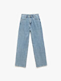 Pamuklu Normal Bel Taş Detaylı Straight Fit Jean