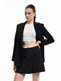 Regular Fit Asimetrik Kruvaze Krep Mini Şort Etek
