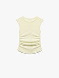 Slim Fit Drapeli Bisiklet Yaka Kolsuz Bluz