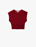 Bisiklet Yaka Kolsuz Modal Karışımlı Slim Fit Crop Kadın Tişört