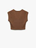 Bisiklet Yaka Kolsuz Modal Karışımlı Slim Fit Crop Kadın Tişört