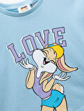Pamuklu Lola Bunny Baskılı Kısa Kollu Bisiklet Yaka Lisanslı Crop Tişört