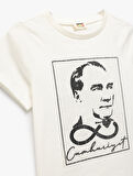 Pamuklu Kısa Kollu Bisiklet Yaka Atatürklü Tişört