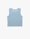Pamuklu Slim Fit Bisiklet Yaka Kolsuz Fiyonk Detaylı Crop Atlet