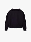 Rahat Kalıp Uzun Kollu Yarım Fermuarlı Sweatshirt