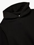 Üç İplik Uzun Kollu Kapüşonlu Basic Sweatshirt