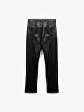 Normal Bel Slim Fit Cepli Suni Deri Pantolon