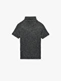 Slim Fit Kaşkorse Simli Balıkçı Yaka Kısa Kollu Tişört