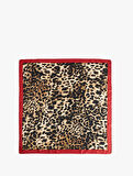 Leopar Desenli Saten Kare Şal