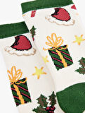 Renk Kontrastlı Pamuklu Soket Havlu Yılbaşı Çorabı