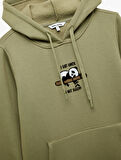 Panda Baskılı Şardonlu Kanguru Cepli Kapüşonlu Sweatshirt