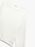 Şardonlu Uzun Kollu Bisiklet Yaka Basic Oversize Sweatshirt