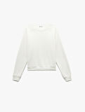 Şardonlu Uzun Kollu Bisiklet Yaka Basic Oversize Sweatshirt