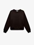 Şardonlu Uzun Kollu Bisiklet Yaka Basic Oversize Sweatshirt