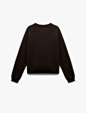 Şardonlu Uzun Kollu Bisiklet Yaka Basic Oversize Sweatshirt