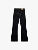Koton X Melis Ağazat - Yüksek Bel Dar Kesim İspanyol Paça Jean Pantolon - Flare Jeans